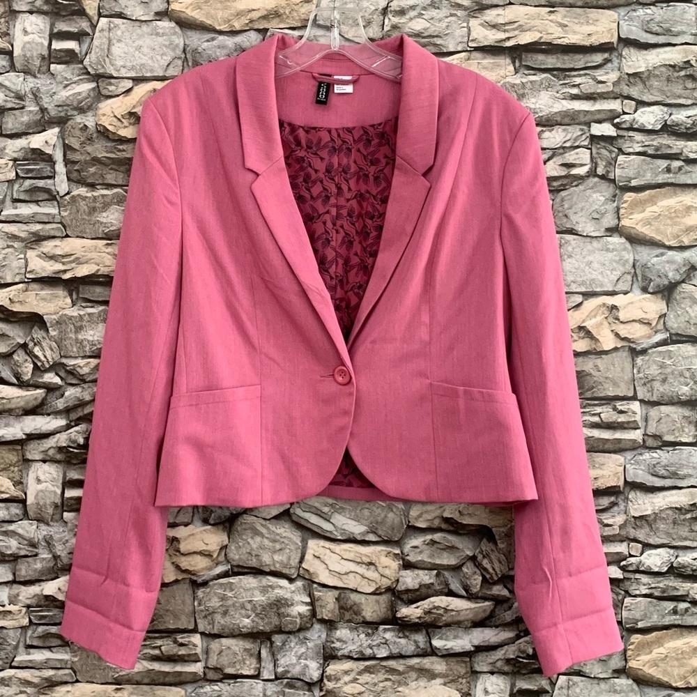 #35 Vintage Divided H&M Mourning Dove Bird Satin Lined Blazer Suit Jacket 12